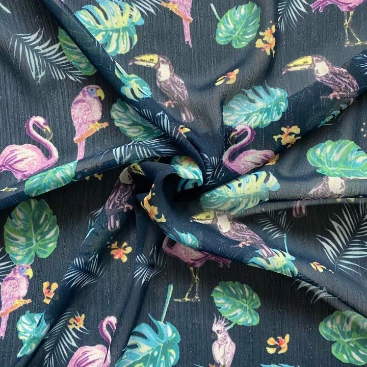 flamingo print polyester fabric